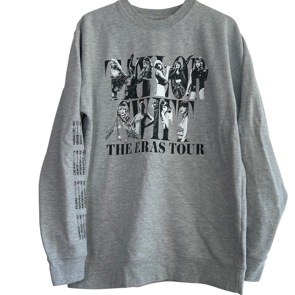 Taylor Swift The Eras Tour Sweatshirt‎ Women XL Gray 2023 Graphic Pullover